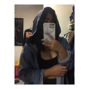 FOREVER 21 - DENIM HOODED COAT